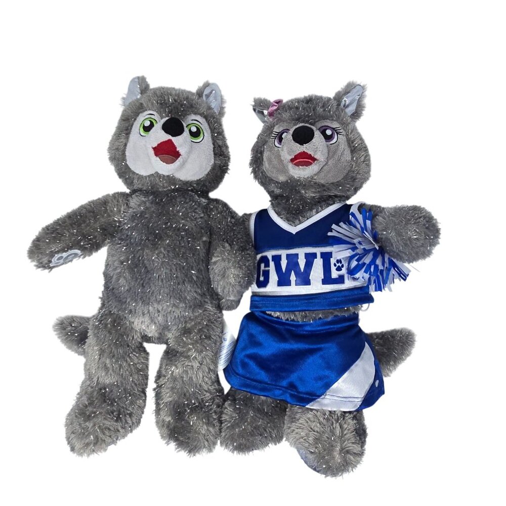 Build-A-Bear GWL Wiley & Violet 25th Great Wolf Plush Pair 16" Cheerleader